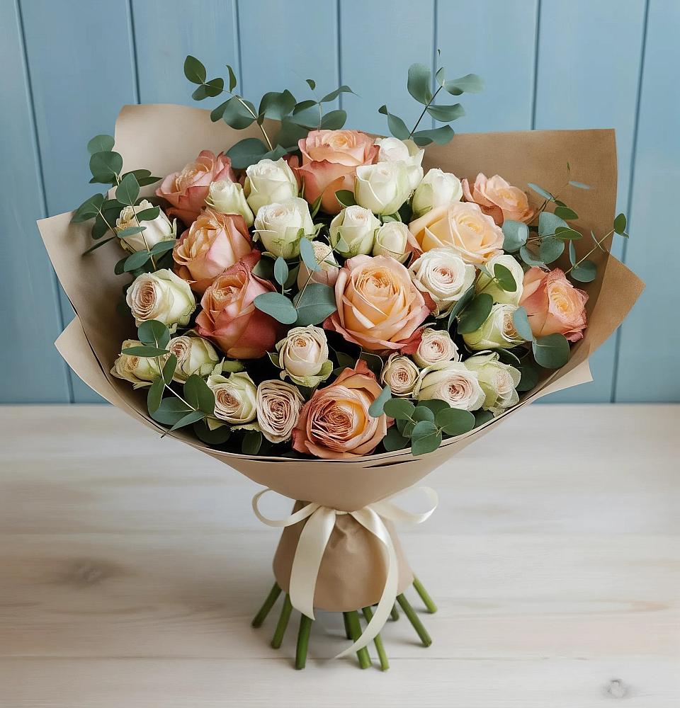 Букет цветов из: Альстромерии и Розы в Успенском Новгородской области