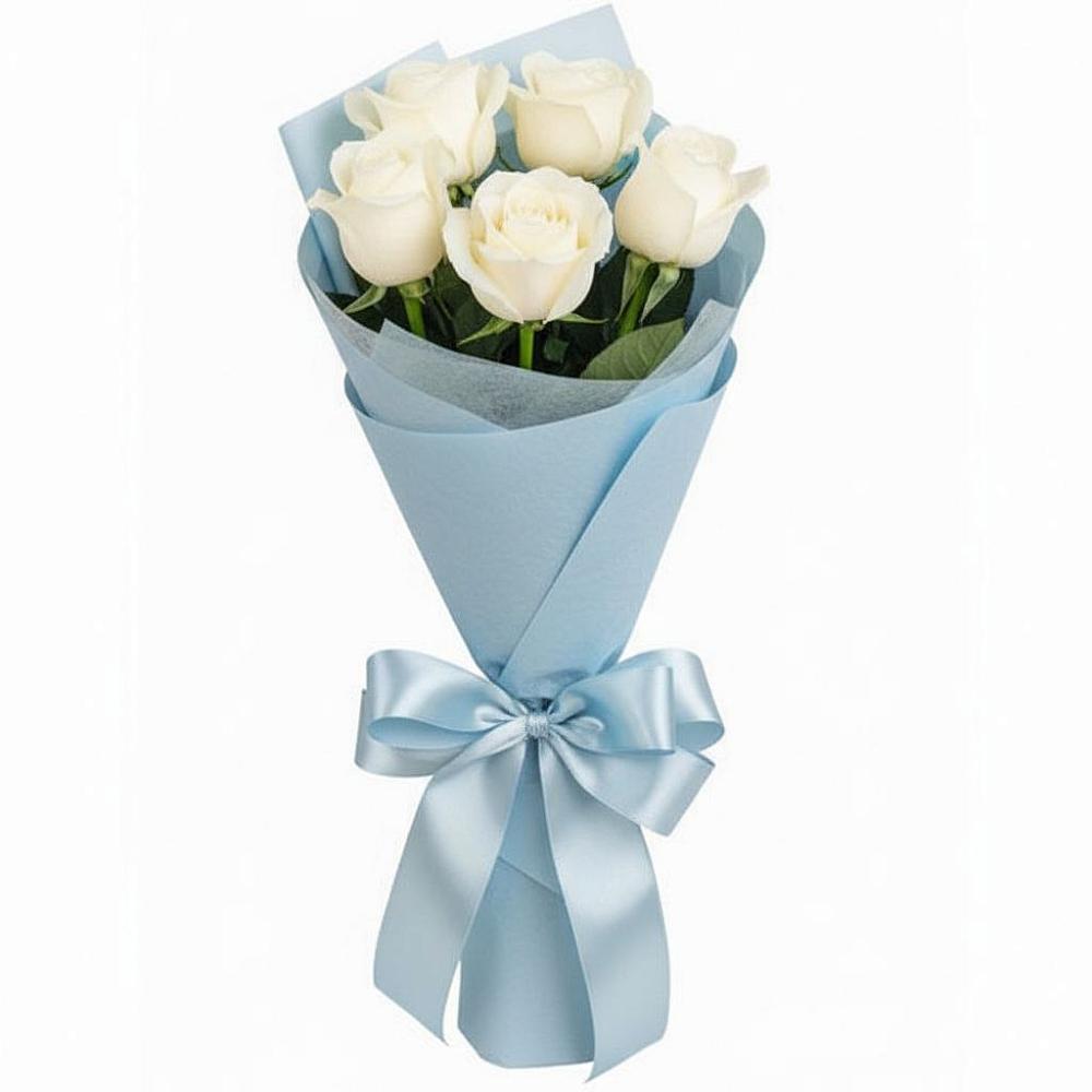 Букет 5 Белых роз Проуд в Успенском Новгородской области