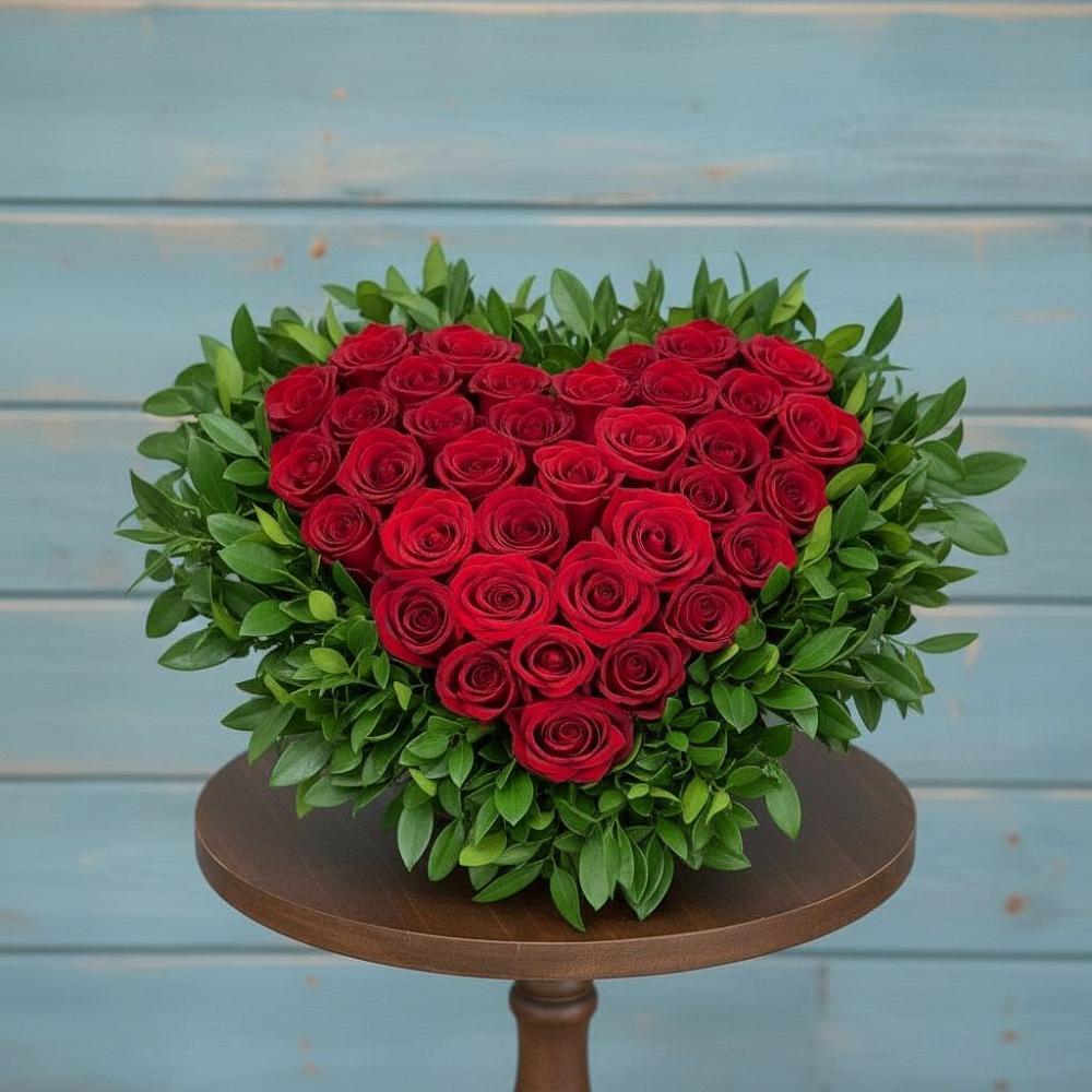 Цветочная композиция из Розы в виде сердца в Успенском Новгородской области