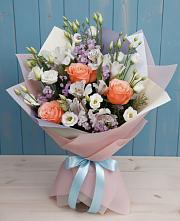 Букет цветов из:  Лизиантусы, Розы, Альстромерии и Гипсофила #REPLACE_PRED# Успенском Новгородской области