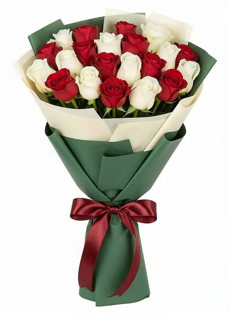 Букет Микс из красных и белых роз в Успенском Новгородской области