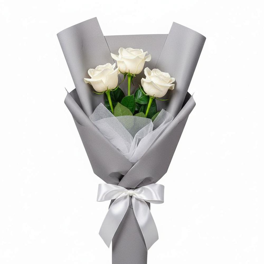 Букет 3 белые розы в Успенском Новгородской области