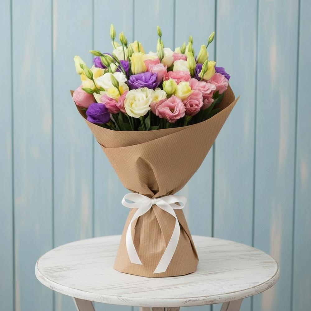 Букет цветов из: Лизиантусы в Успенском Новгородской области