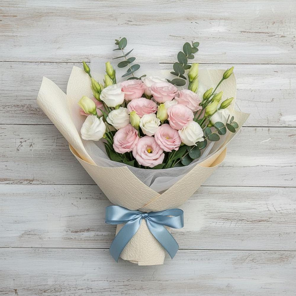 Букет цветов из: Лизиантусы в Успенском Новгородской области